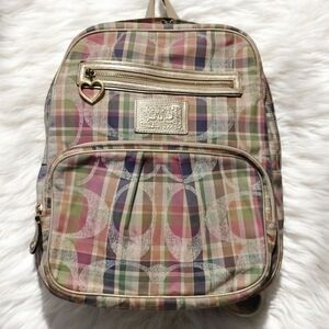 Y2K Coach Poppy Backpack Coach Signature Poppy Madras Full Size Vintage